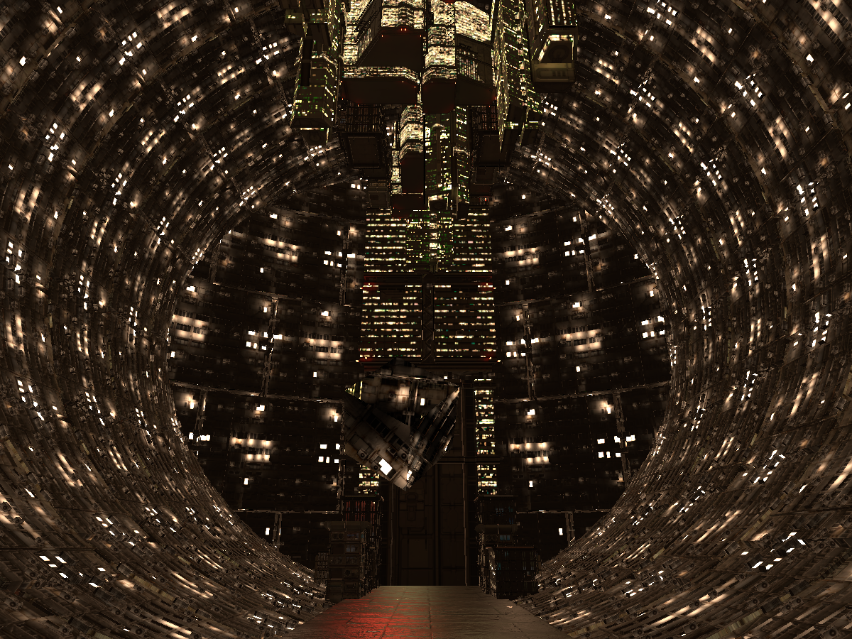 ネオン輝く夜のサイバーシティ